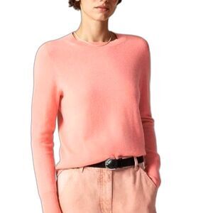 J. Crew Peachy Orange 100% Cashmere Classic Crewneck Sweater Size L